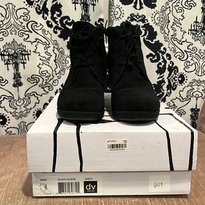 Dolce Vita Black Suede Pace Ankle Wedges